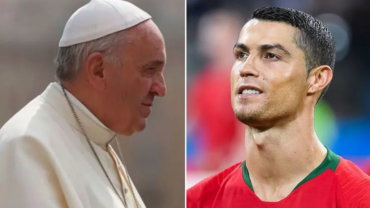 Una diócesis pide donaciones con una caricatura del Papa Francisco y Cristiano Ronaldo