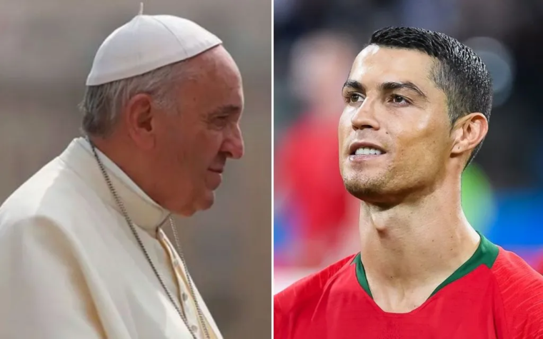 Una diócesis pide donaciones con una caricatura del Papa Francisco y Cristiano Ronaldo