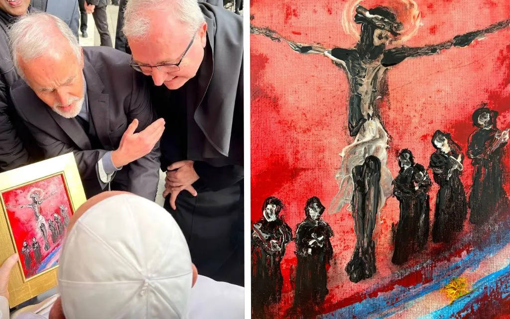 Obsequian al Papa Francisco una pintura homenaje a los palotinos asesinados en la Masacre de San Patricio