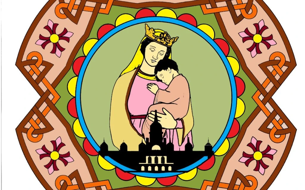 Madrid celebra a su patrona con una alfombra floral de la Virgen con la bandera valenciana