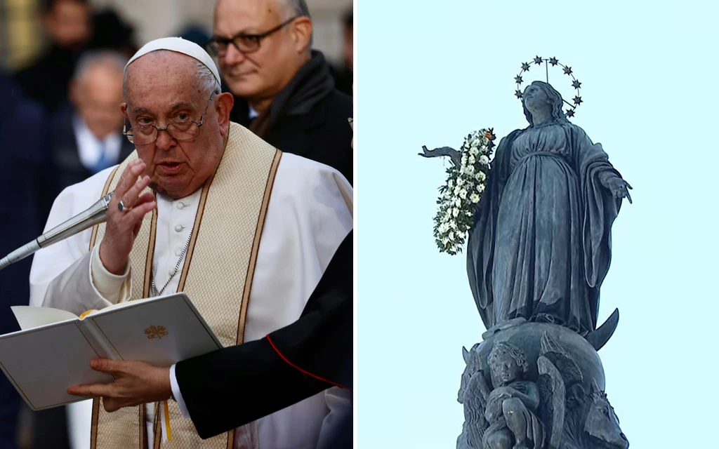 La hermosa oración del Papa Francisco a la Inmaculada en la Plaza España de Roma