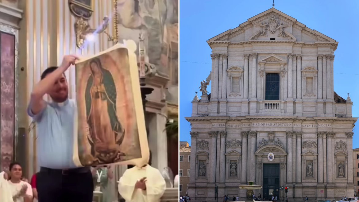 Peregrinos mexicanos obsequian réplica de la Virgen de Guadalupe a iglesia en Roma