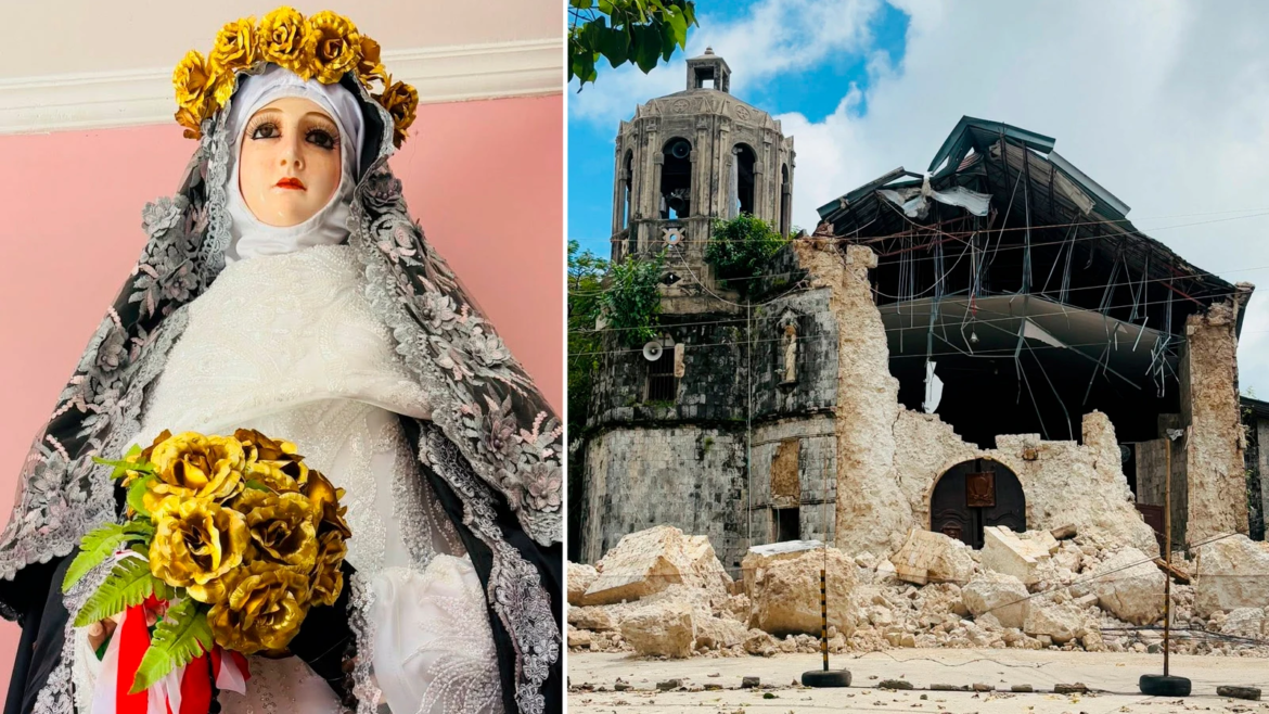 Imagen de Santa Rosa de Lima queda intacta dentro de iglesia destruida por terremoto en Filipinas