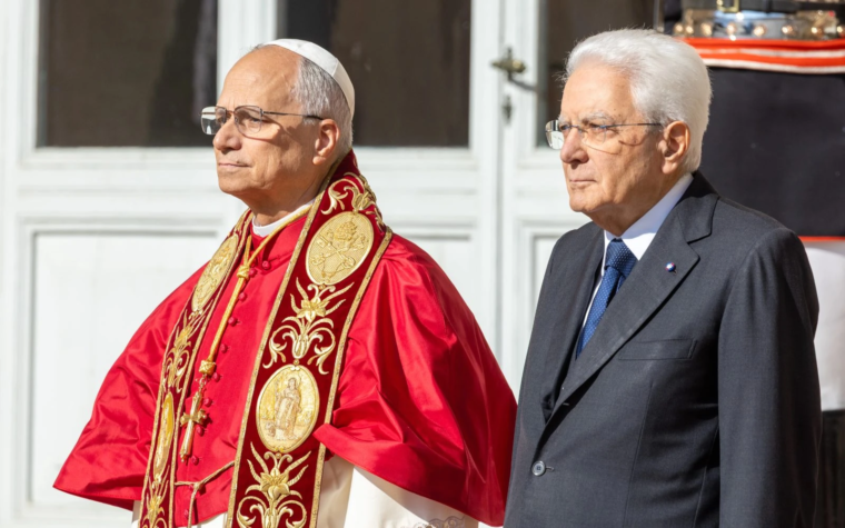 León XIV se reúne con el presidente italiano Sergio Mattarella en su primera visita de Estado a Italia