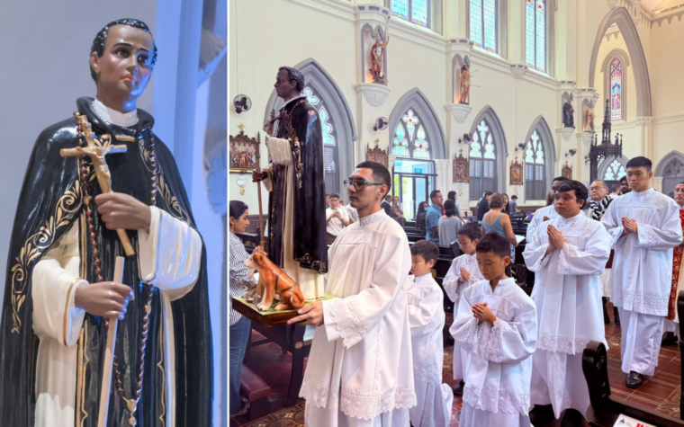 Estatua de San Martín de Porres es instalada por primera vez en una histórica iglesia de Singapur