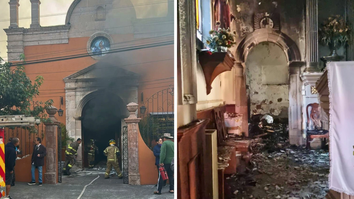 Realizan acto de desagravio por iglesia católica incendiada en México