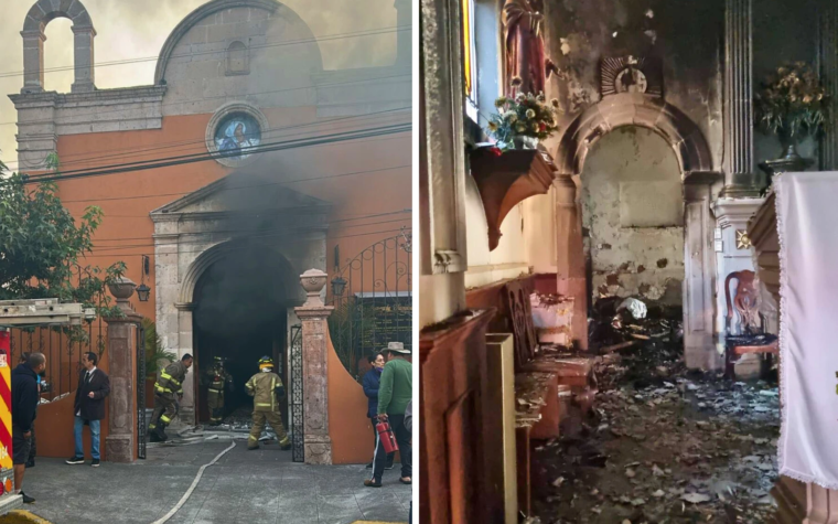 Realizan acto de desagravio por iglesia católica incendiada en México